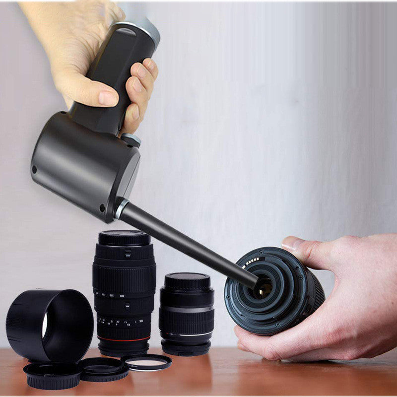 Dust blower camera lens